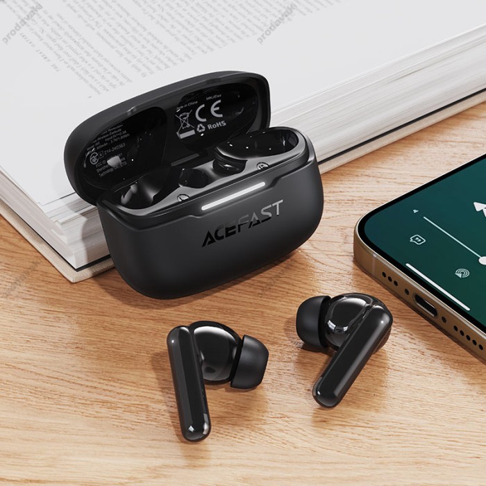 Бездротові Bluetooth навушники ACEFAST W5 hybrid noise reduction true wireless earbuds BT 5.4 Black